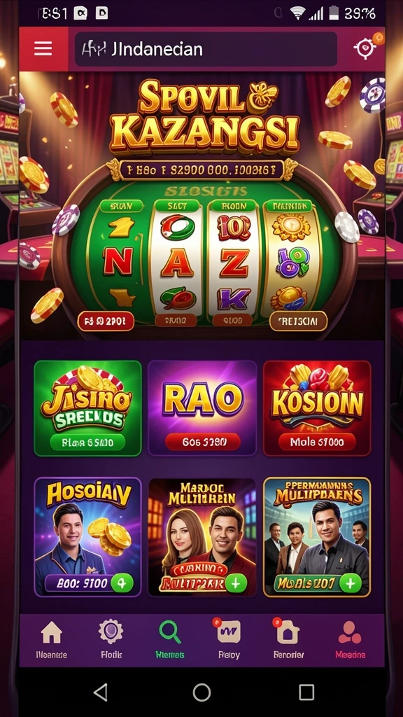 Screenshot menampilkan tema slot yang berwarna-warni.